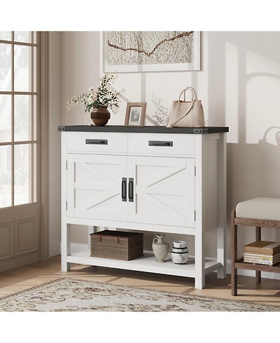 gaomon Modern Farmhouse Coffee Bar Cabinet with Drawers and Shelf