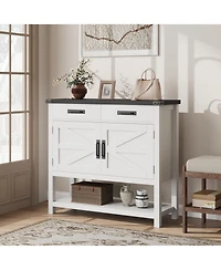 gaomon Modern Farmhouse Coffee Bar Cabinet with Drawers and Shelf