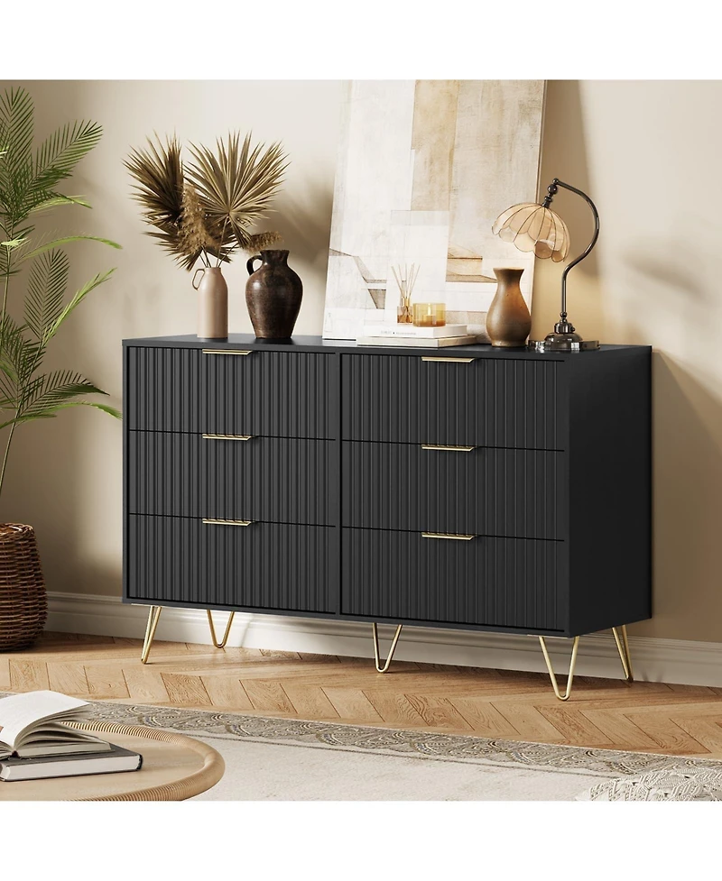 gaomon Fluted 6 Dresser Drawers for Bedroom