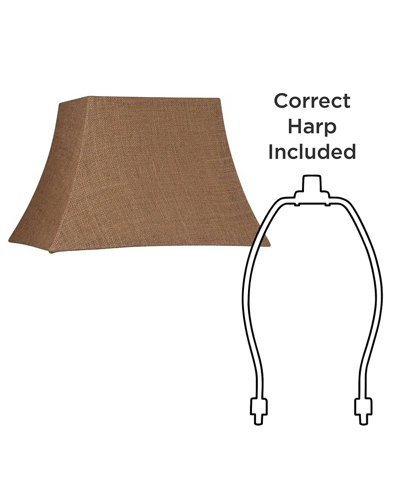 Springcrest Set of 2 Rectangular Lamp Shades Medium 10" Wide x 7" Deep at Top 16" Wide x 12" Deep at Bottom 10.5" High Spider Harp Finial