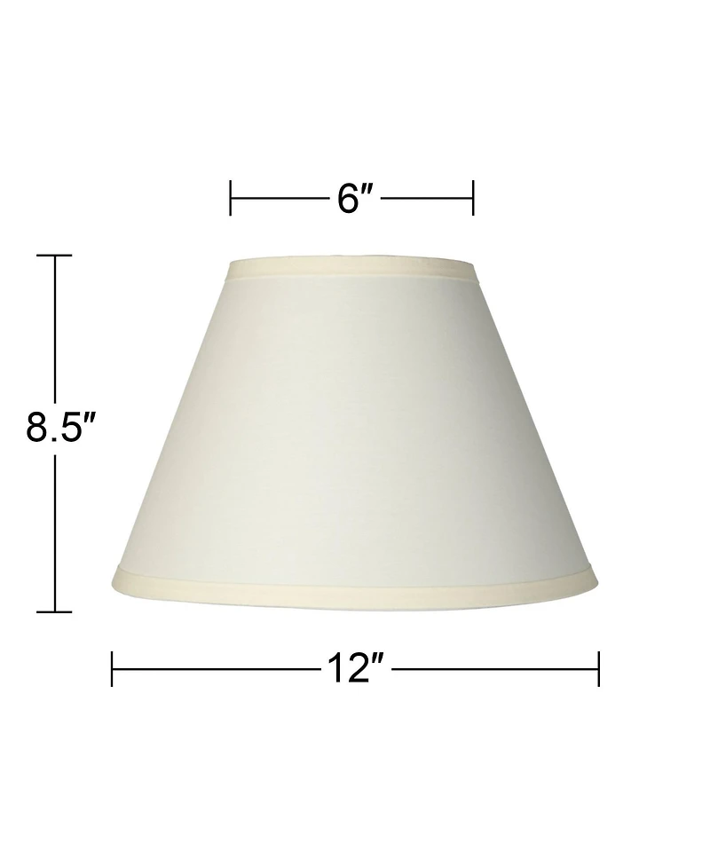 Springcrest Set of 2 Empire Lamp Shades Ivory Small 6" Top x 12" Bottom x 8" High x 8.5" Slant Clip-On Harp Finial Fitting