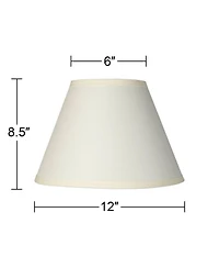 Springcrest Set of 2 Empire Lamp Shades Ivory Small 6" Top x 12" Bottom x 8" High x 8.5" Slant Clip-On Harp Finial Fitting