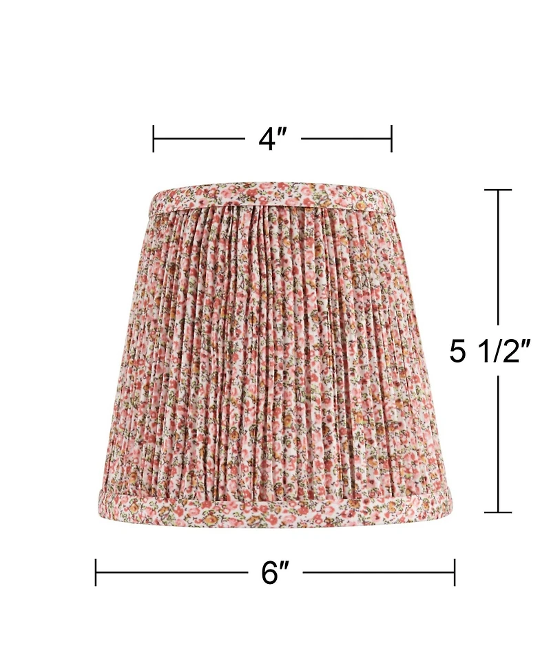 Springcrest 4" Top x 6" Bottom x 5 1/2" High x Print Lamp Shade Replacement Small Leaf Shirred Pleated Clip On Candelabra