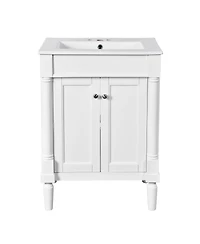 Busdays 24 Inch Bathroom Vanity with Top Sink 2 Tier Modern Storage Cabinet Single Sink Large Storage Shelves