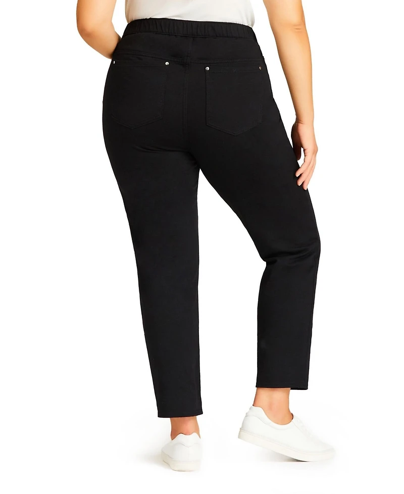 Avenue Women's Tapered Knit Pull On Jean