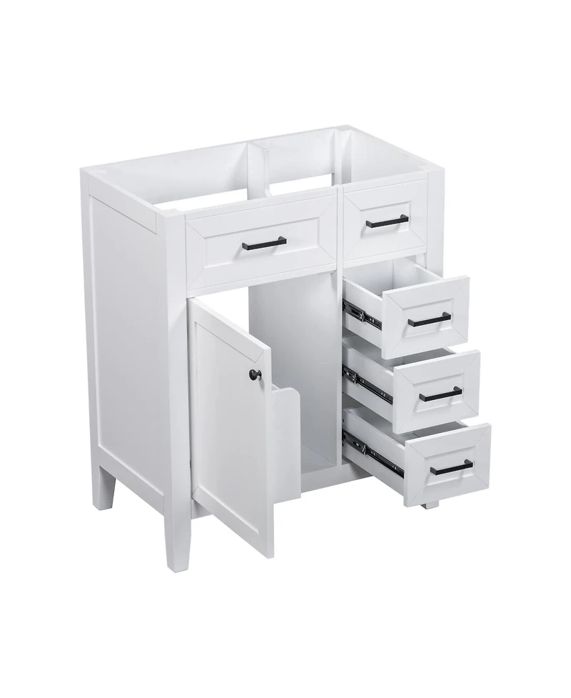 Sillysis 30 Inch Modern Bathroom Vanity Base without Sink, Solid Wood Cabinet with Drawers and Door Shelf, Freestanding Storage.