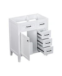 Sillysis 30 Inch Modern Bathroom Vanity Base without Sink, Solid Wood Cabinet with Drawers and Door Shelf, Freestanding Storage.