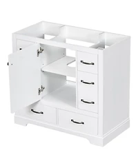 Sillysis 36 Inch Modern Bathroom Vanity Base without Sink, Solid Wood and Mdf Cabinet, 6 Drawers Adjustable Shelf, Freestanding Storage.