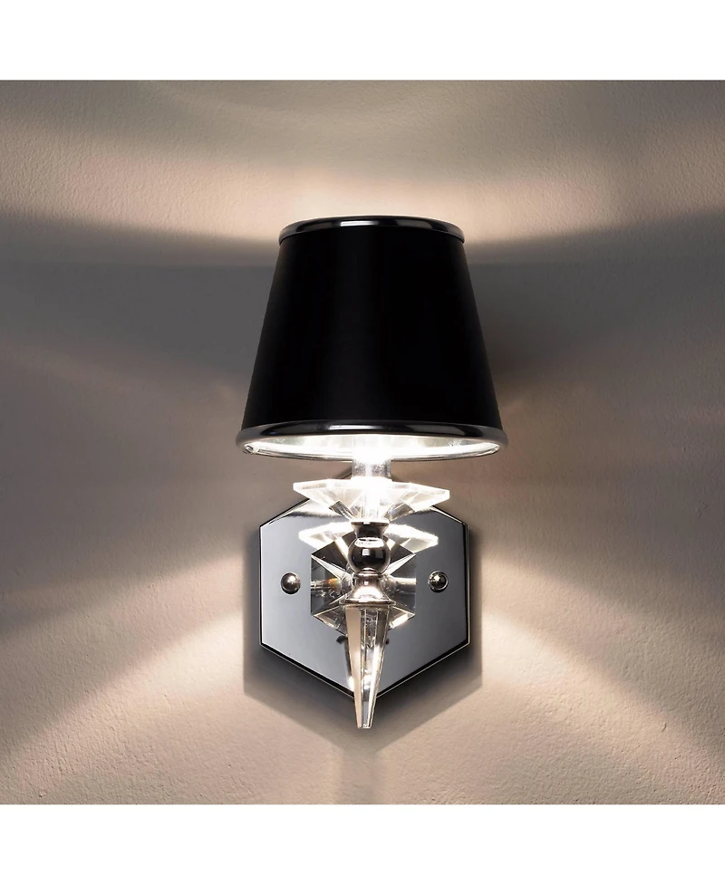 Vienna Full Spectrum Manhattan Modern Wall Lamp Chrome Crystal Hardwire 6" Fixture Paper Shade for Bedroom Reading Living Room House Hallway