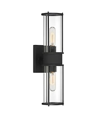 Possini Euro Design Modern Wall Light Sconce Matte Hardwired 4 1/2" 2-Light Fixture Clear Glass Shades for Bedroom Bathroom