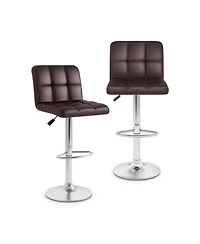 Gouun Adjustable Upholstered Faux Leather Bar Height Stools Set of 2 with Metal Legs