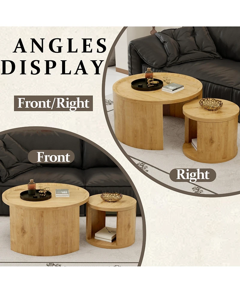 Rainsken Round Nesting Coffee Table Set of 2