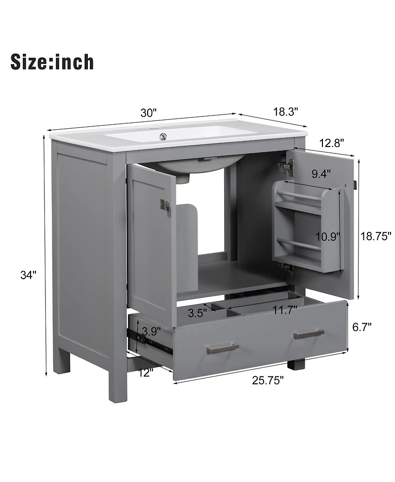 Sillysis 60 Inch Double Bathroom Vanity Set, Freestanding Solid Wood Cabinet with Ceramic Sinks and Soft Close Doors, Modern Storage.