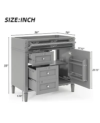 Sillysis Bathroom Vanity without Top Sink, Soft Close Drawers, Adjustable Shelf and Door Organizer for Small