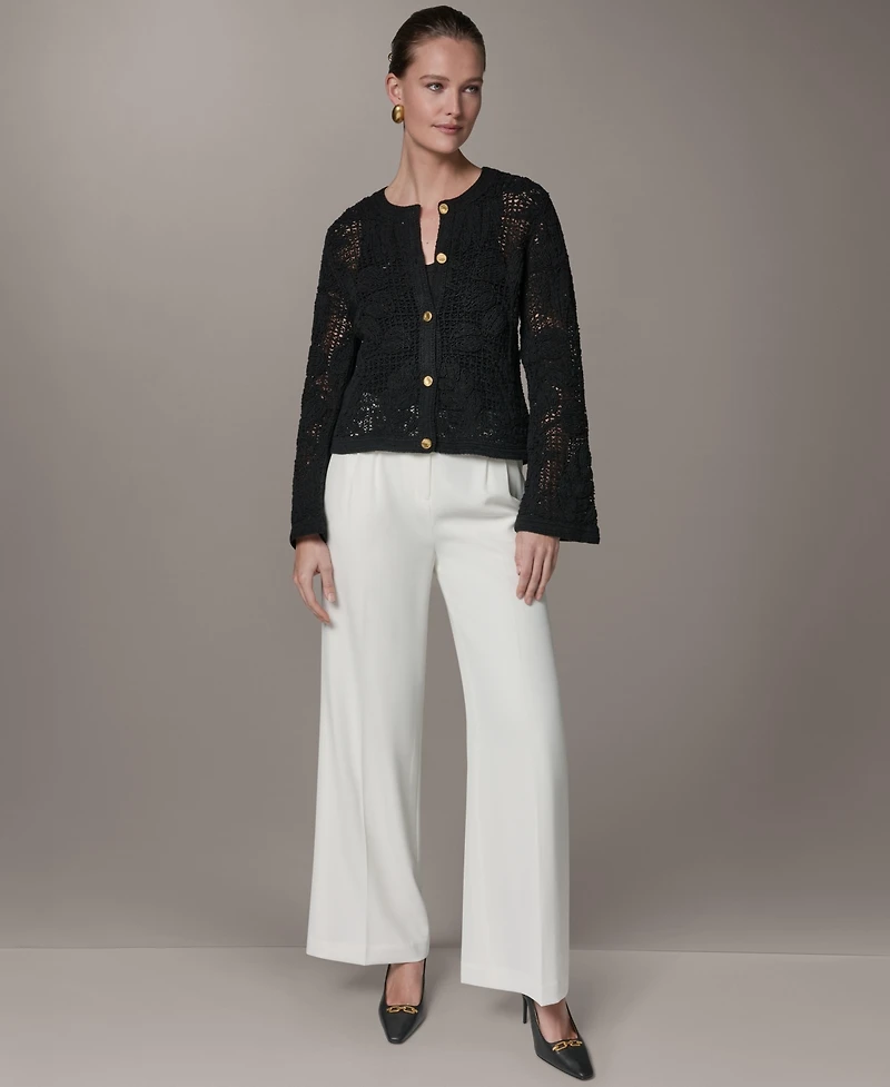 Donna Karan New York Women's Crochet Button-Front Jacket