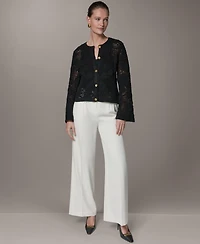 Donna Karan New York Women's Crochet Button-Front Jacket
