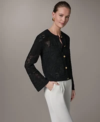 Donna Karan New York Women's Crochet Button-Front Jacket