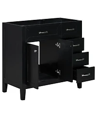 Sillysis 36 Inch Modern Bathroom Vanity Base without Top Sink, Solid Wood and Mdf Cabinet with Drawers, Freestanding Storage for Small Spaces.