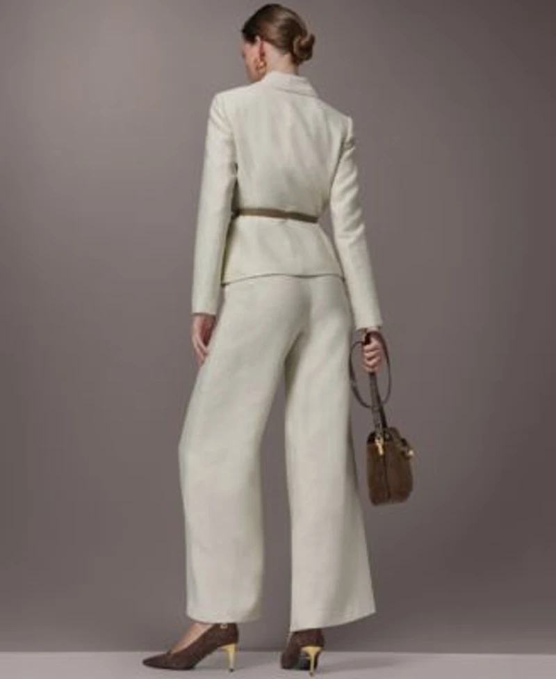 Donna Karan New York Novelty Belted Jacket Wide Leg Pants