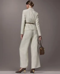 Donna Karan New York Novelty Belted Jacket Wide Leg Pants