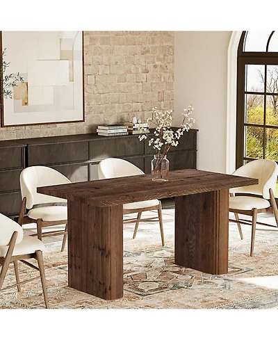 Tribesigns Solid Wood Dining Table for 4-6, Farmhouse Rectangular Kitchen Dinner Table
