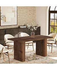 Tribesigns Solid Wood Dining Table for 4-6, Farmhouse Rectangular Kitchen Dinner Table