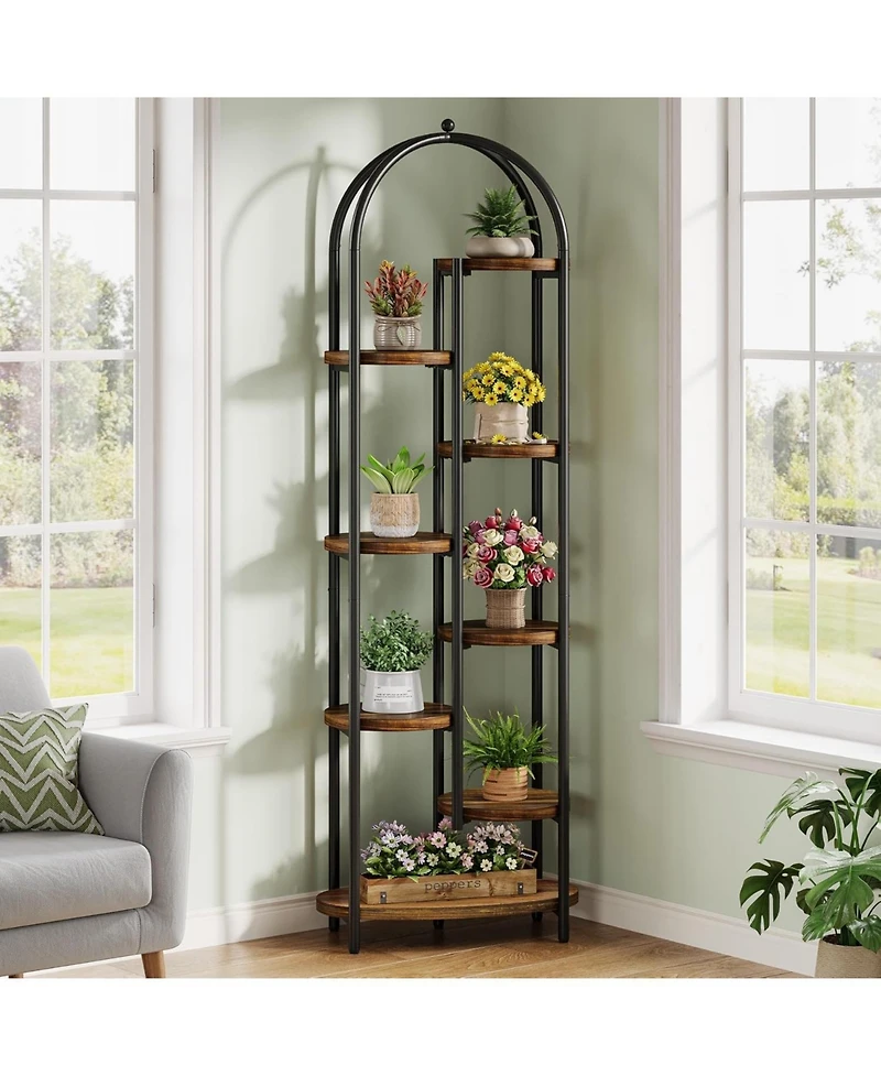 Tribesigns Arch Plant Stand Indoor, 71" Tall Corner Plant Shelf, 8-Tier Plants Stand with Metal Support Frame