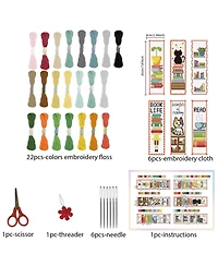 Gnuadz 6 Set Cross Bookmark Embroidery Kit Stamped Diy Stitching Books Cats Adults 6 Set