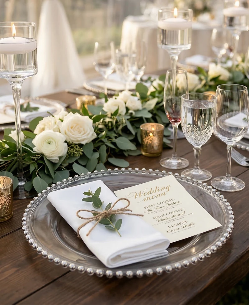 Jay Import American Atelier Glass Silver Beaded Charger Plate