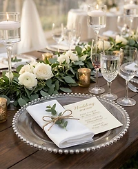 Jay Import American Atelier Glass Silver Beaded Charger Plate