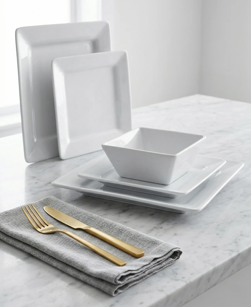 American Atelier Kingsley Casual Square 12-Piece Dinnerware Set, Service for 4