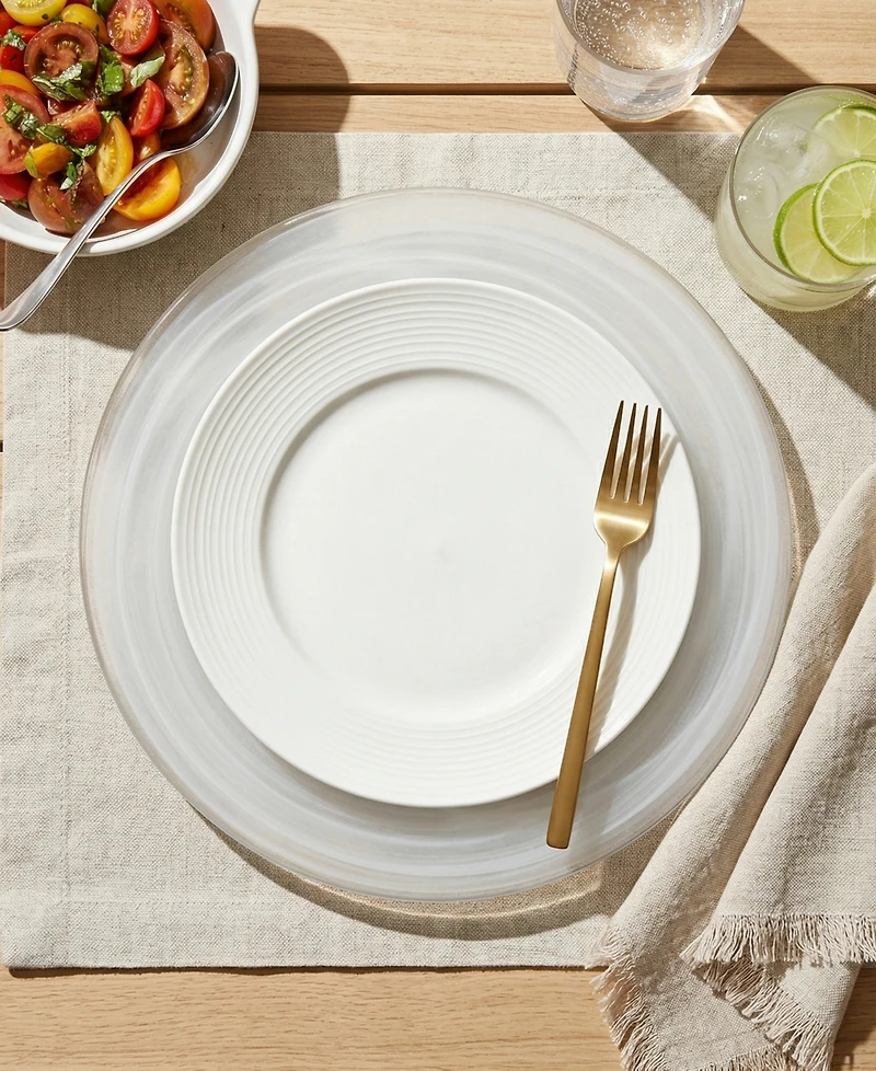 American Atelier Alabaster Silver Glass Charger Plates, Set of 4