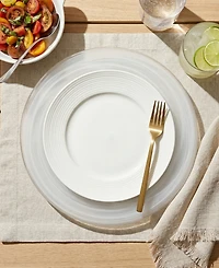 American Atelier Alabaster Silver Glass Charger Plates, Set of 4