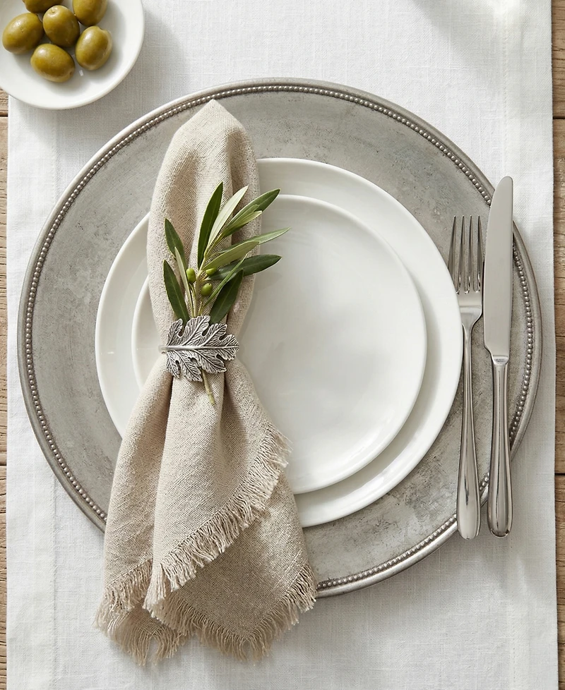 American Atelier Leaf Rim/White Charger Plates, Set of 12