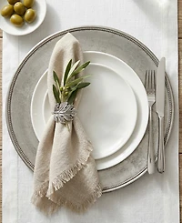 American Atelier Leaf Rim/White Charger Plates, Set of 12