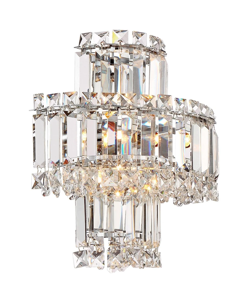 Vienna Full Spectrum Magnificence Modern Wall Light Sconces Set of 2 Chrome Hardwire 4-Light Led Fixture Clear Crystal for Bedroom and Bathroom