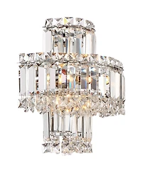 Vienna Full Spectrum Magnificence Modern Wall Light Sconces Set of 2 Chrome Hardwire 4-Light Led Fixture Clear Crystal for Bedroom and Bathroom