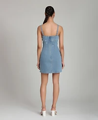 Avec Les Filles Women's Imitation Pearl Embroidered Detail Mini Dress