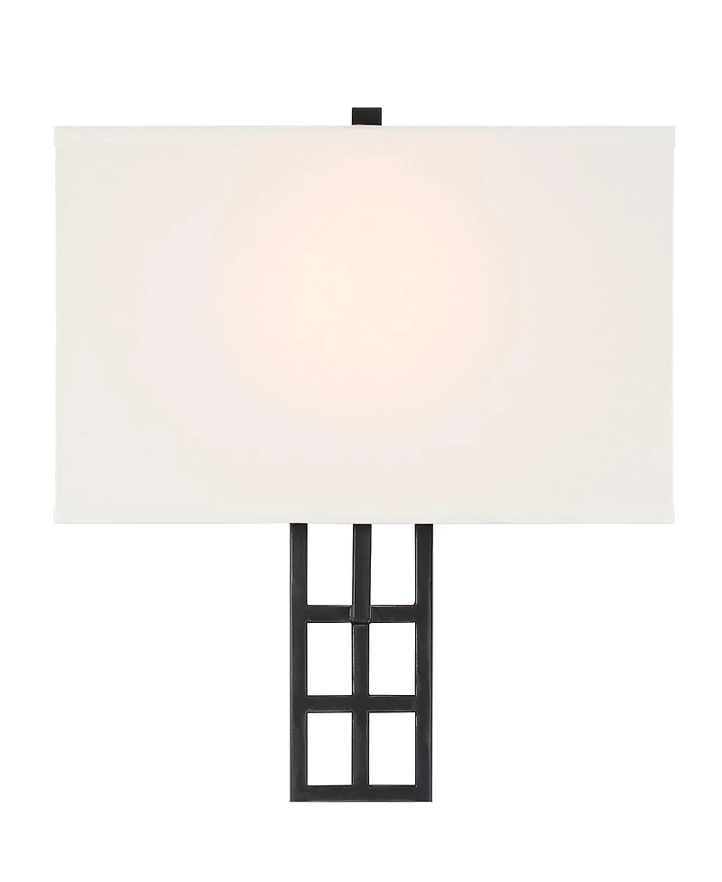 Possini Euro Design Ventano Modern Wall Lamps Set of 2 Plug-In 16" Fixture Linen Fabric Shades for Bedroom Mirror