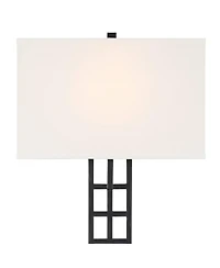 Possini Euro Design Ventano Modern Wall Lamps Set of 2 Plug-In 16" Fixture Linen Fabric Shades for Bedroom Mirror
