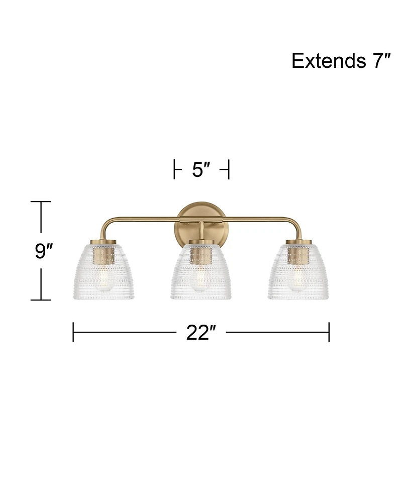 Possini Euro Design Possini Euro Sabrina 22" Wide Satin Brass and Glass 3-Light Bath Light
