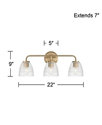Possini Euro Design Possini Euro Sabrina 22" Wide Satin Brass and Glass 3-Light Bath Light