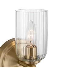 Possini Euro Design Oliver 9 1/4"H Satin Brass and Fluted Glass Wall Sconce