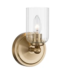 Possini Euro Design Oliver 9 1/4"H Satin Brass and Fluted Glass Wall Sconce