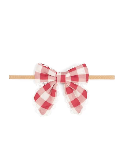 Sweet Wink Baby Girls Red Gingham Bow Baby Headband