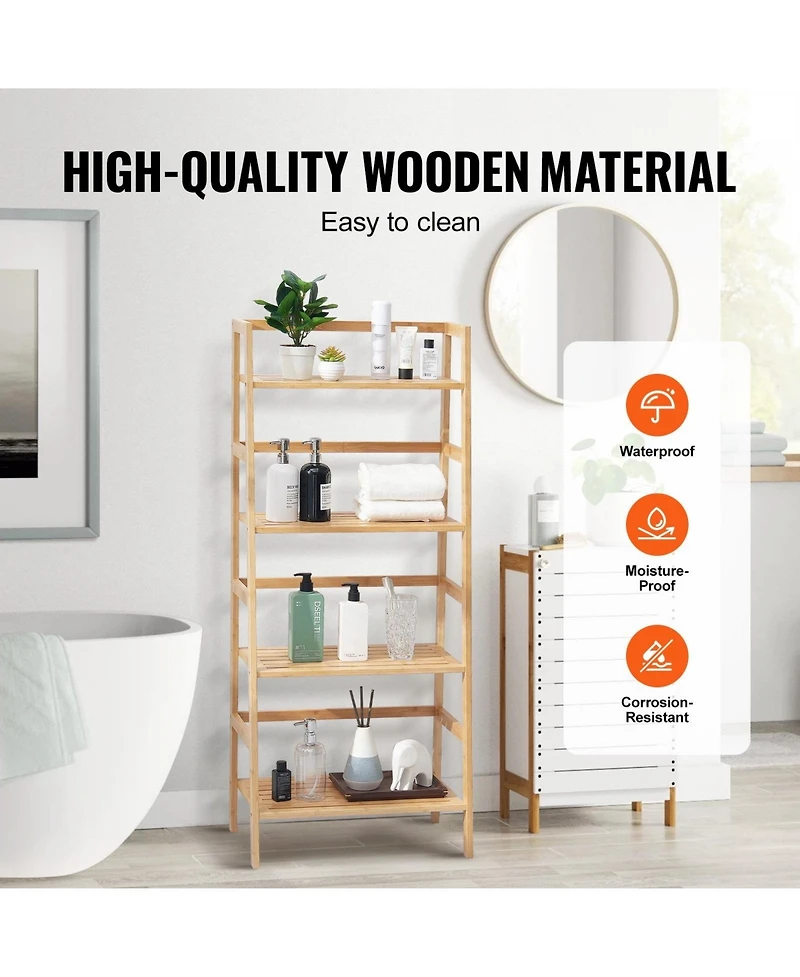 Sugift 4-Tier Bamboo Ladder Shelf Display Rack for Bathroom Bedroom or Office