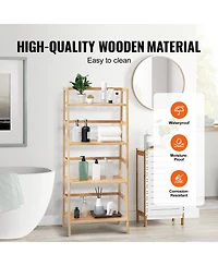 Sugift 4-Tier Bamboo Ladder Shelf Display Rack for Bathroom Bedroom or Office