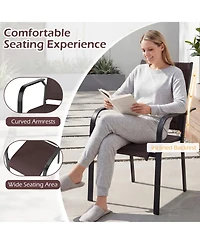 Gouun Stackable Patio Dining Armchairs Set of 6 with Breathable Mesh Fabric