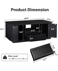 Rainsken 46.5'' Wooden Coffee Table with Fluted Design
