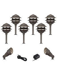 John Timberland Pagoda 17 3/4" High Modern 10-Piece Outdoor Landscape Lighting Set Porch House Led Bulb